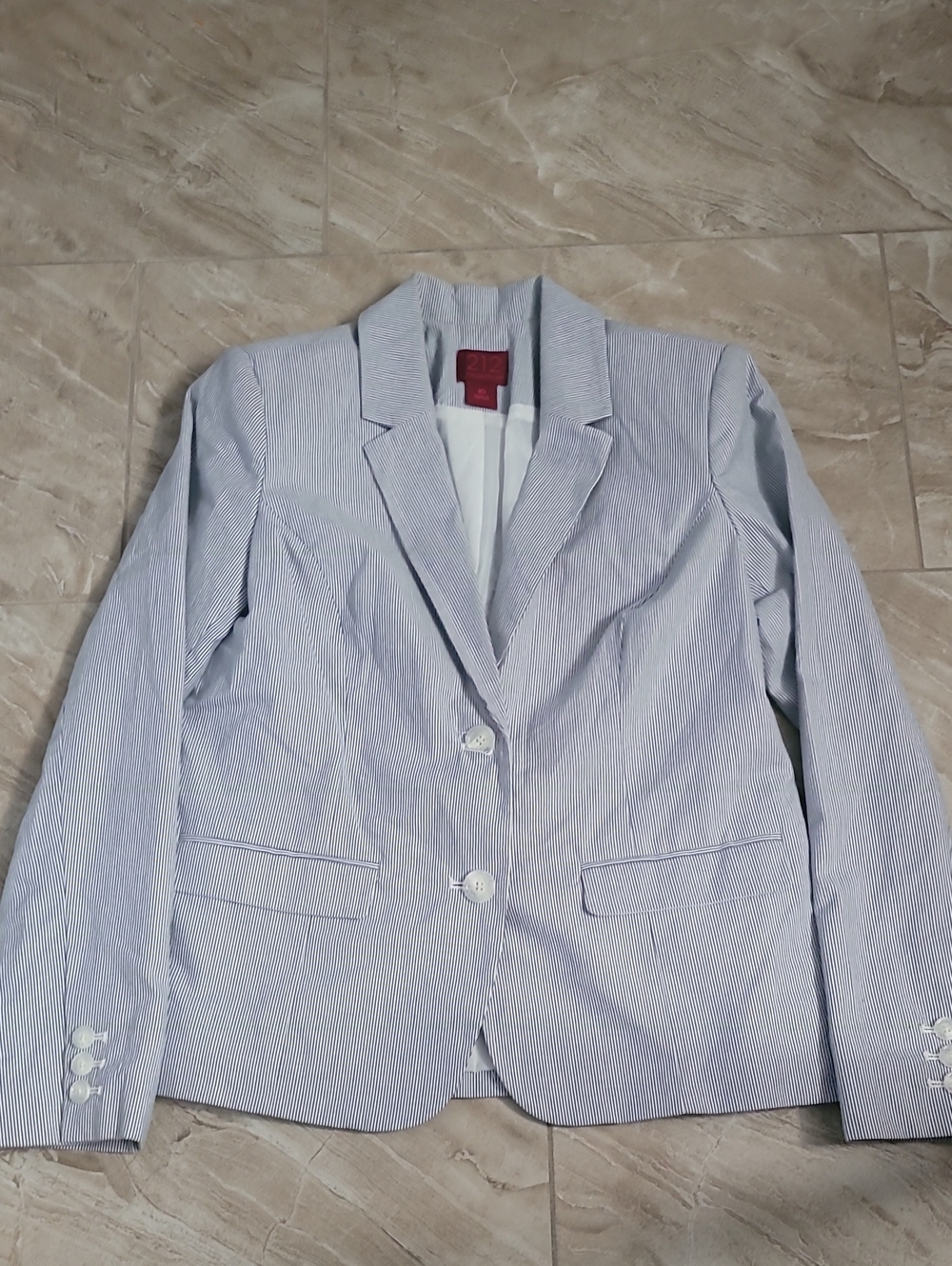212 Collection Light Blue & White Striped Women's Blazer